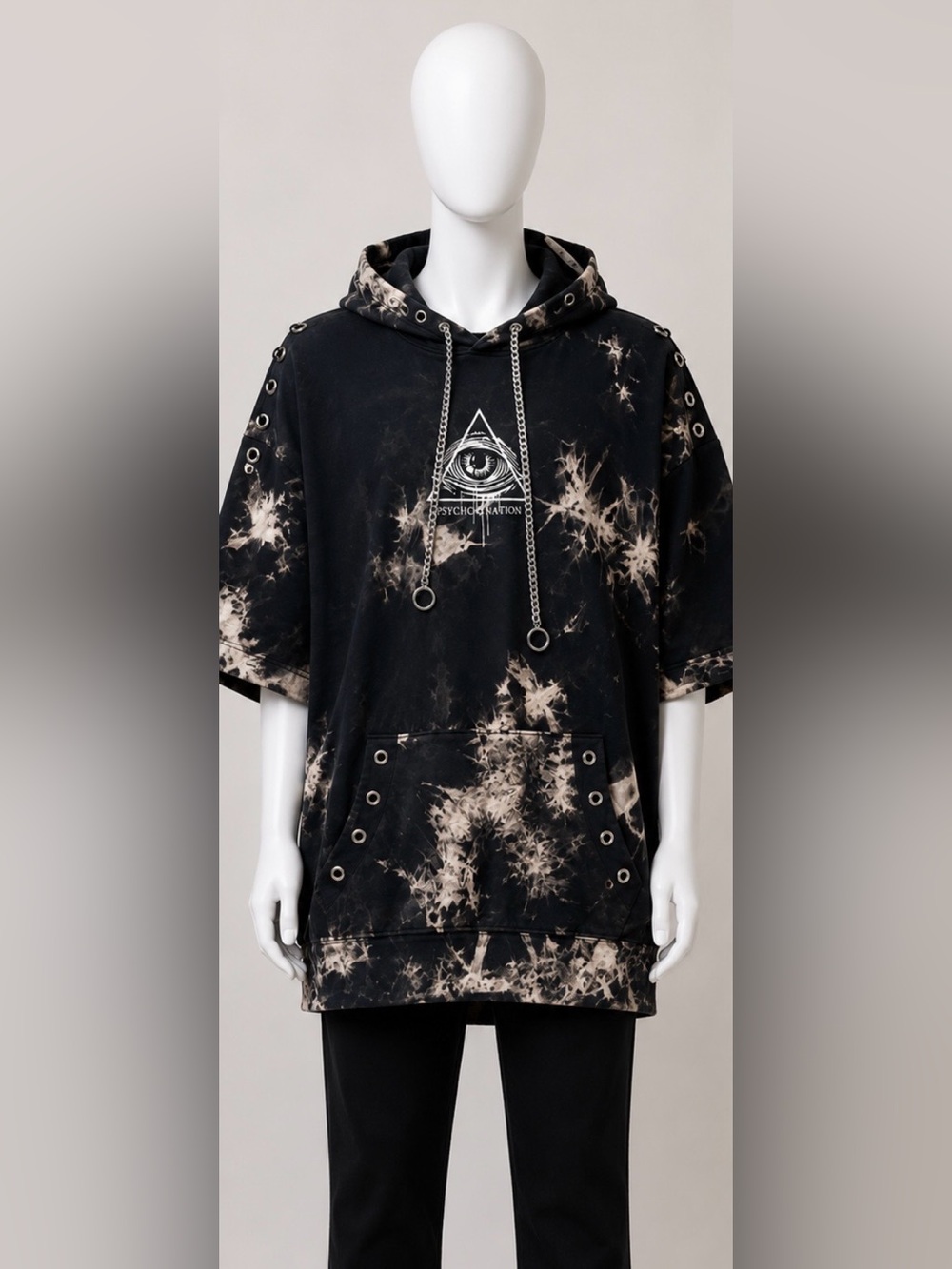 Psycho Nation Eyelets Oversized Hoodie Sweatshirt Graphic Hoodie RARE sz 44 NWT
